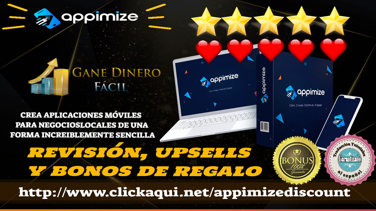 ☑️✨✨⭐️⭐️ Crea APLICACIONES MOVILES PARA NEGOCIOS LOCALES. APPIMIZE Review y b0nuses